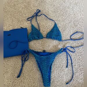 Blue Knitter Triangl Suit